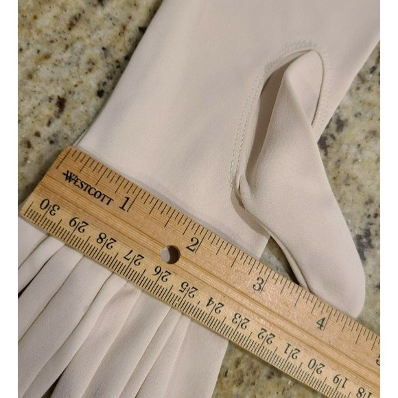 Vtg Cream Color Nylon 10.5" Formal Stretch Women's Gloves. One size fits all USA - Picture 10 of 12